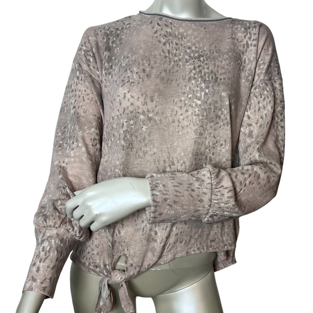 Wit & Wisdom Heather Blush Long Sleeve side tie knot Top